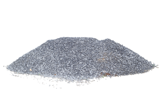 Pile of gravel or stone in construction site isolated on white background.