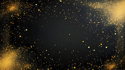 Golden Glitter Particles on Black Background