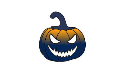 Horror pumpkin isolated on white background, backdrop and editable template for helloween.