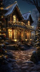 Fototapeta premium Lights christmas architecture building.