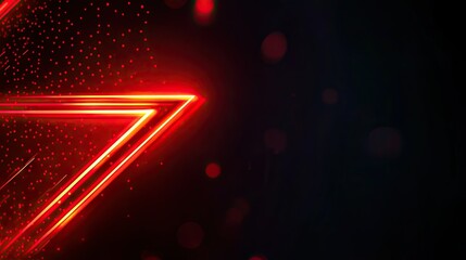 Obraz premium A glowing red arrow pointing left on a dark background, with neon-like effects. Futuristic and dynamic design,