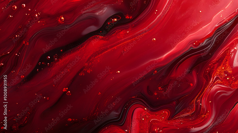 Canvas Prints red abstract patterns swirling red liquid colors, fluid ink wave background
