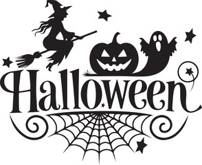 Halloween silhouette vector art illustration 