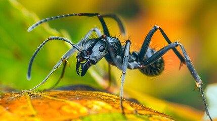 Naklejka premium Gaint bullet ant standing on a leaf