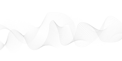 White wave curve lines banner background design. Abstract soft wave lines dynamic flowing gray light isolated background. Vector Illustration of the gray pattern of lines. Black stripes on white .	
