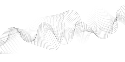 Fototapeta premium White wave curve lines banner background design. Abstract soft wave lines dynamic flowing gray light isolated background. Vector Illustration of the gray pattern of lines. Black stripes on white . 