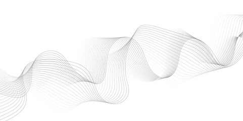Fototapeta premium White wave curve lines banner background design. Abstract soft wave lines dynamic flowing gray light isolated background. Vector Illustration of the gray pattern of lines. Black stripes on white . 