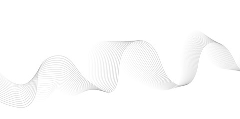 White wave curve lines banner background design. Abstract soft wave lines dynamic flowing gray light isolated background. Vector Illustration of the gray pattern of lines. Black stripes on white .	
