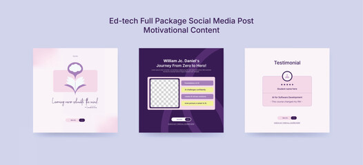 Colorful Ed-Tech Social Media Post Kit, Instagram Marketing Templates for Online Learning Platforms