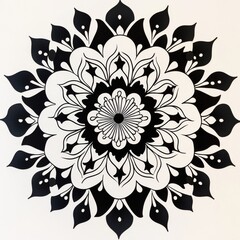 Intricate Black and White Mandala Design