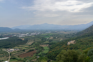 Wide view of the Venafro valley in Molise, Italy