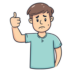 Cute boy giving thumbs up cartoon vector illustration