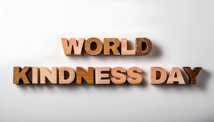 WORLD KINDNESS DAY wooden Thick block letters with minimal decoration, perfect word