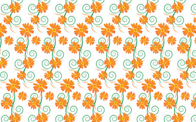 Pattern design is a floral pattern with orange illustrations. It is used in clothing design.