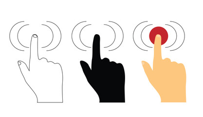 Hand Pressing a Button. Technology and user interface graphic design vector art