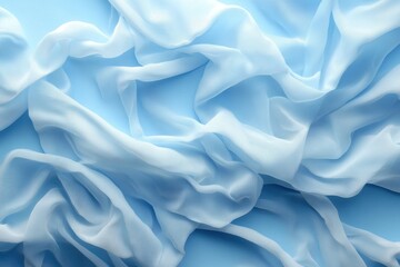 Fototapeta premium Solid color of blue fabric wave featuring the soft background 