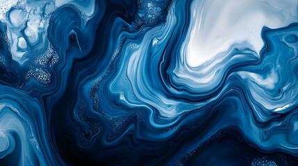 Fototapeta premium Blue Abstract Marble Background with Swirling Patterns
