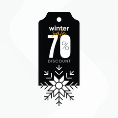 winter sale vector. winter sale tag. winter sale 70% discount. winter 70% discount tag