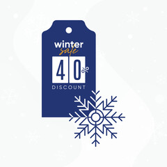 winter 40% discount. winter sale vector. winter sale discount with tag. 40% winter discount