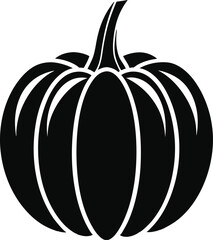 A black and white pumpkin silhouette vector.