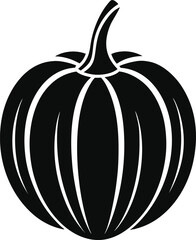 A black and white pumpkin silhouette vector.