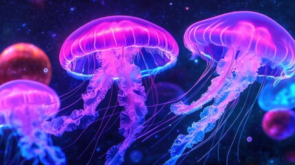 Fototapeta premium Cosmic Jellyfish Floating in Space