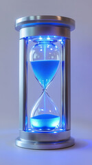 Futuristic Sand Timer with Blue LED Lights and Sleek Design  