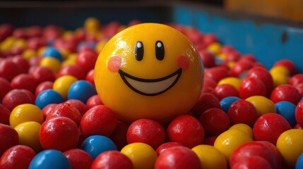Smiley Face Ball in a Pit of Colorful Balls