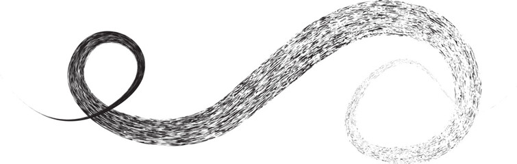 Swoosh line .Graffiti line art design . Noise dispersion grungy swoosh logo . Spray effect .Grunge texture . Distressed element .Grunge swirly element vector. Spray paint swoop one line design.