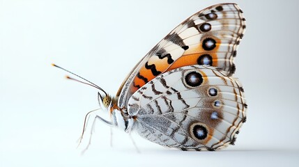 Beautiful close-up of a blue and orange admiral butterfly perched on a green leaf in a summer garden