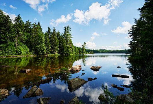 Cranberry Lake in the Adirondack mountains, upstate New York, United States - Powered by Adobe