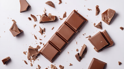 Broken chocolate bars , Captured With Sony 85mm , Quality Enhanced With Ai 