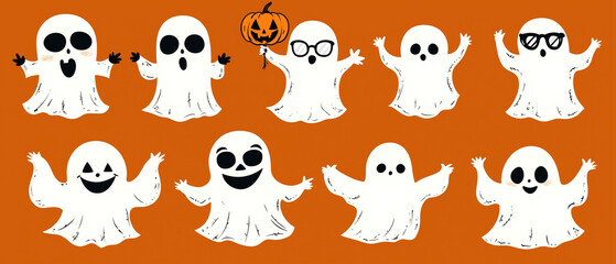 Obraz premium ghost costumes with white sheets. dark pattern with scary jack decoration