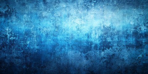 Fototapeta premium Empty blank bright blue coloured grunge textured scratched cracked whitewashed wall horizontal vector backgrounds with messy grungy texture, copy space and scratches all over