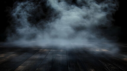 Dark Room with Smoke and Foggy Background