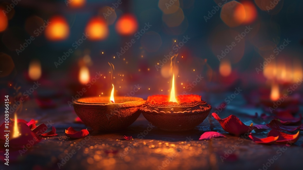 Poster a pair of candles placed on a table