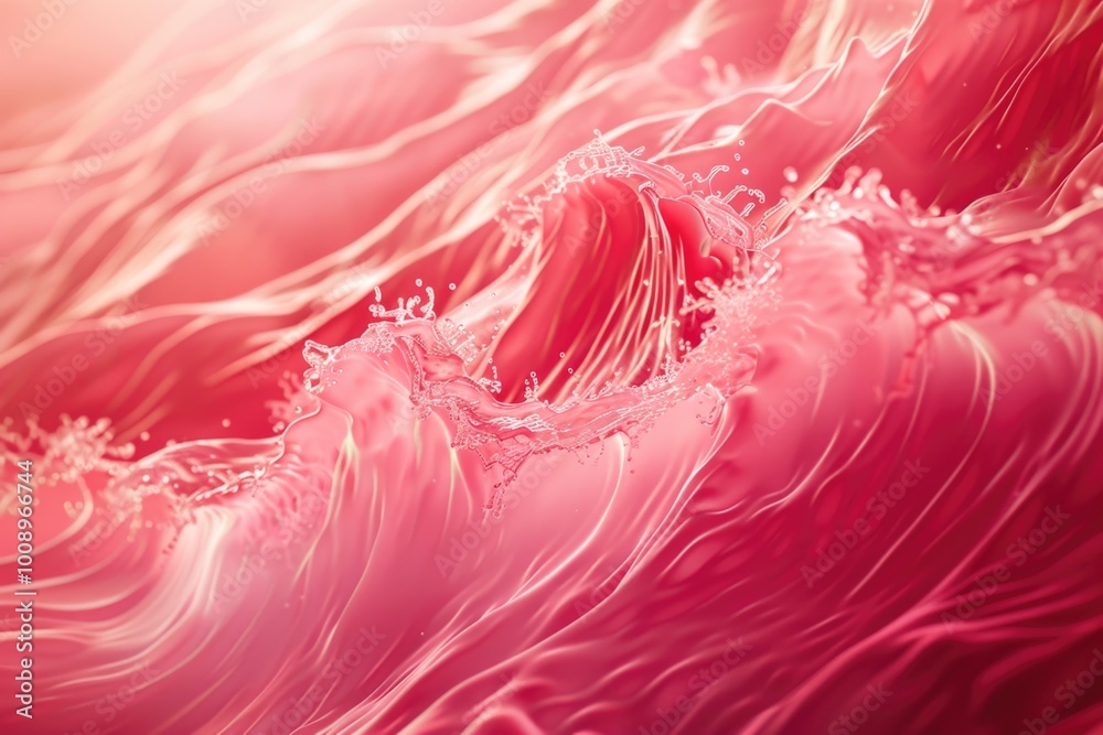 Poster a close-up of a wave on a pink background, suitable for use in designs and illustrations