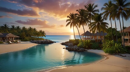 Fototapeta premium tropical resort at sunset