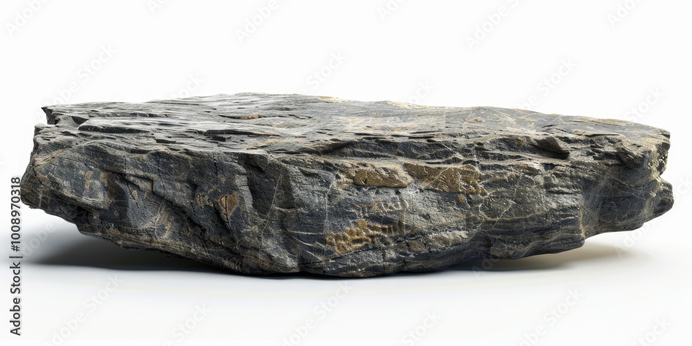 Poster A single rock resting on a smooth white surface, great for use as a texture or in designs related to nature and simplicity
