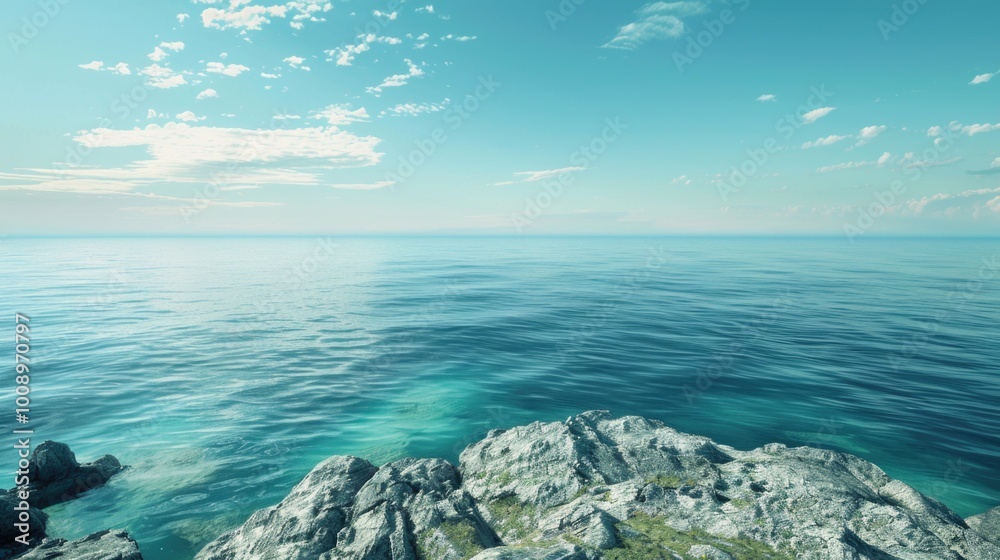 Poster a breathtaking view of the ocean from the top of a cliff
