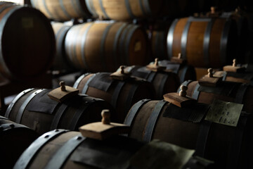 Balsamic vinegar barrels where the vinegar waits to be aged.