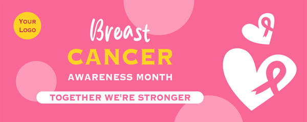 Template of October Breast Cancer awareness month. Creative designs with pink ribbon and motivational text for social media posting, banner, flyer, and poster