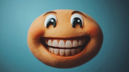Close-up of a Smiling Emoji with Big Teeth