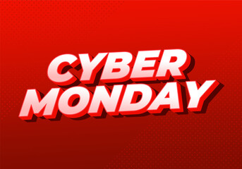 Cyber monday. Text effect in 3D and bold fonts for digital ads