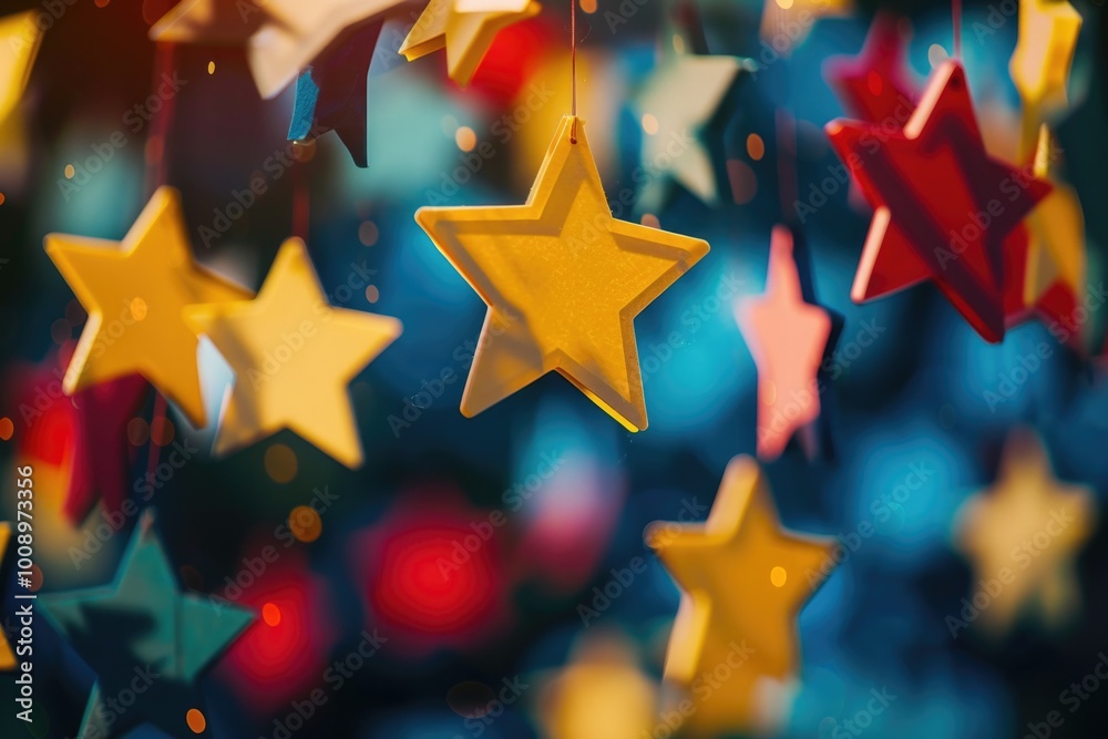 Poster a bunch of stars hanging from a string
