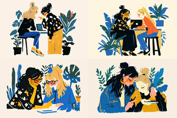 Fototapeta premium Illustration of professional women meeting