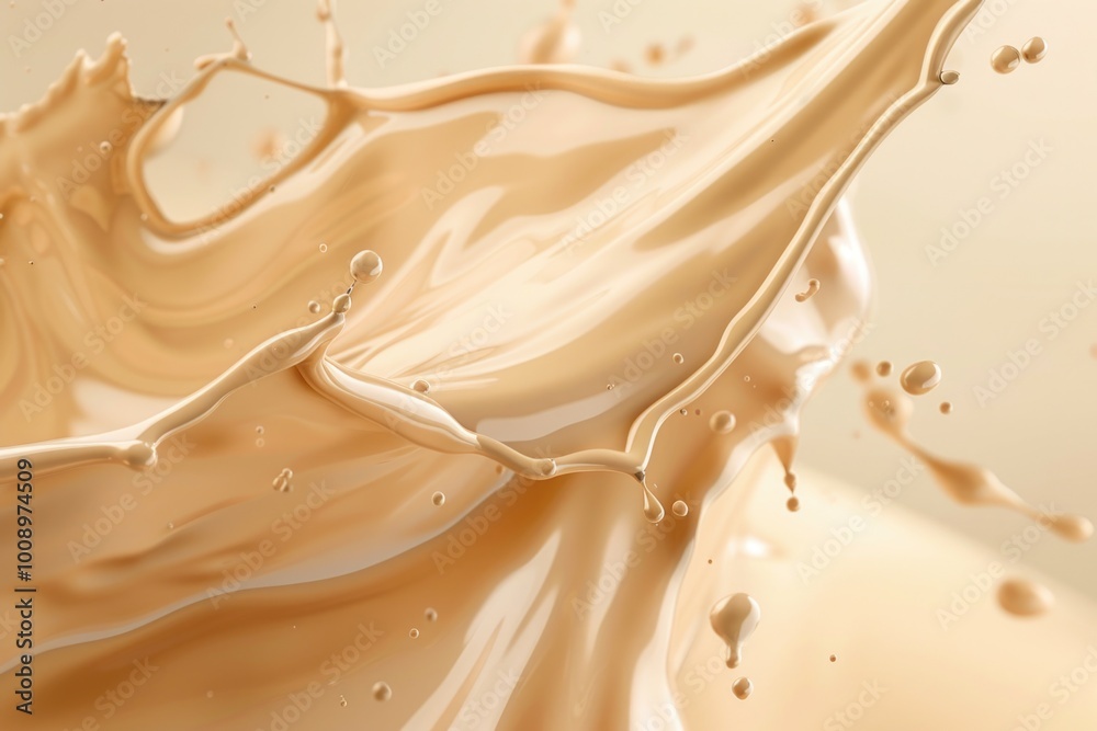 Poster close-up of a liquid flowing into a glass, perfect for use in advertising or editorial content