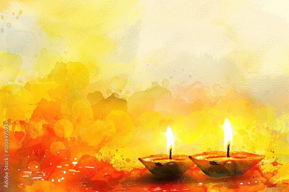 Wall mural two lit candles sit on a table, creating a warm and inviting atmosphere