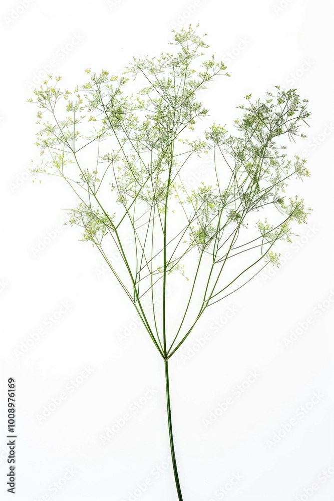 Poster a simple and elegant arrangement of a plant with green leaves on a white background, perfect for use