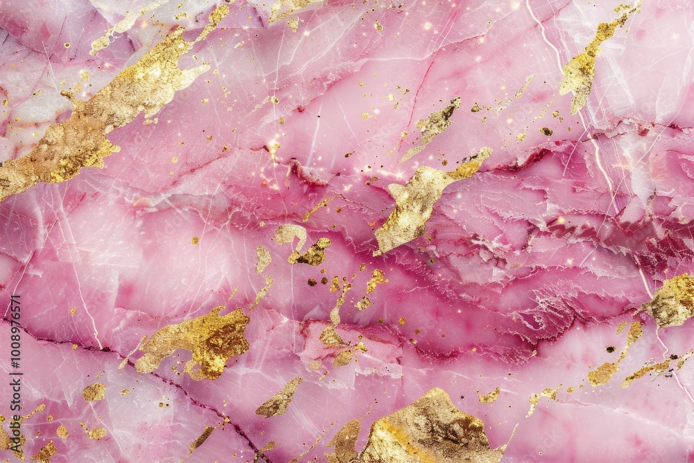 Poster a close-up shot of a pink and gold marble with intricate patterns and colors